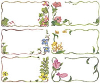 gegomde etiketten, bloemen (302)